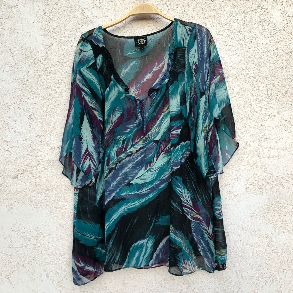 Blue Life Sheer Feather Tunic